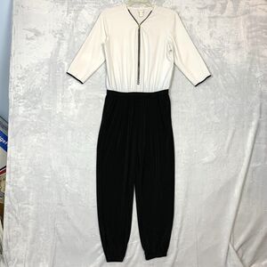 Chico’s Jumpsuit Womens 1 (10-12) Gray / Black Elastic Waist Evening Elegant